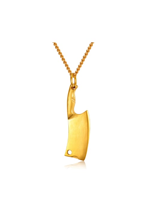 Gold Creative Little Knife Pendant Titanium Necklace