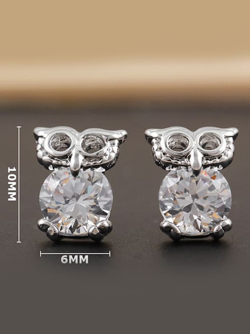Wei Jia Personalized Little Owl Cubic Zircon Stud Earrings 1