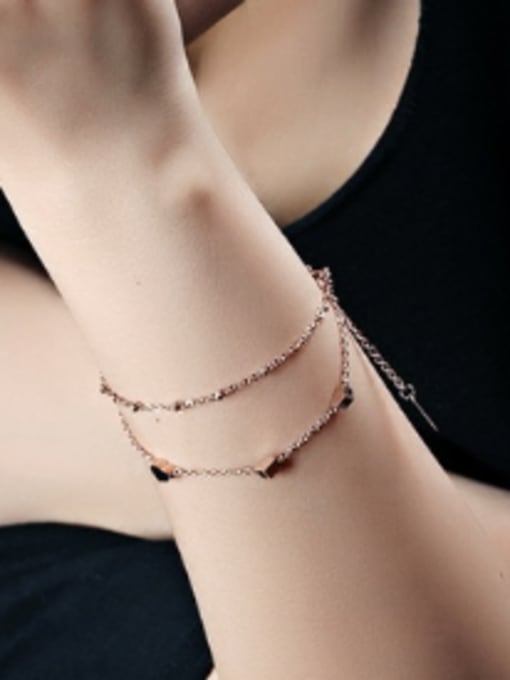 Open Sky Simple Two-layer Tiny Heart Rose Gold Plated Bracelet 1