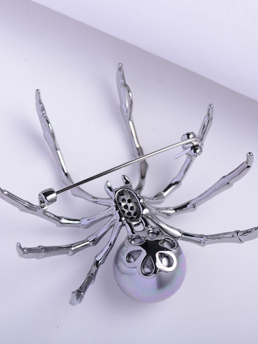 Hua Copper With Gun Plated Artificial Pearl spider Brooches 1