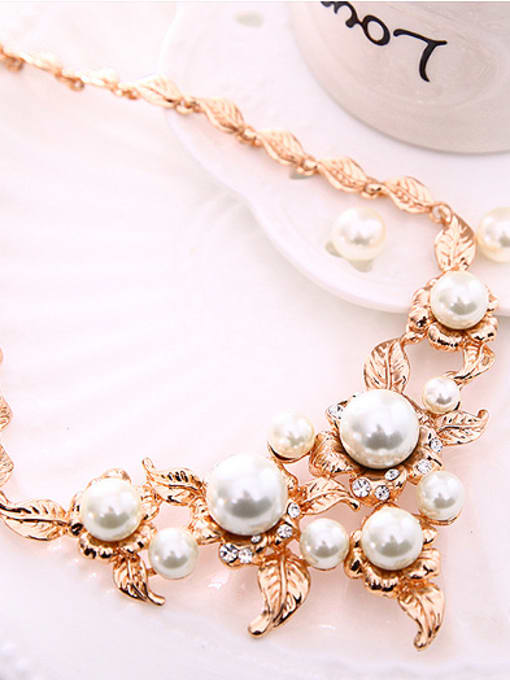 BESTIE Alloy Rose Gold Plated Fashion Artificial Pearls Two Pieces Jewelry Set 1