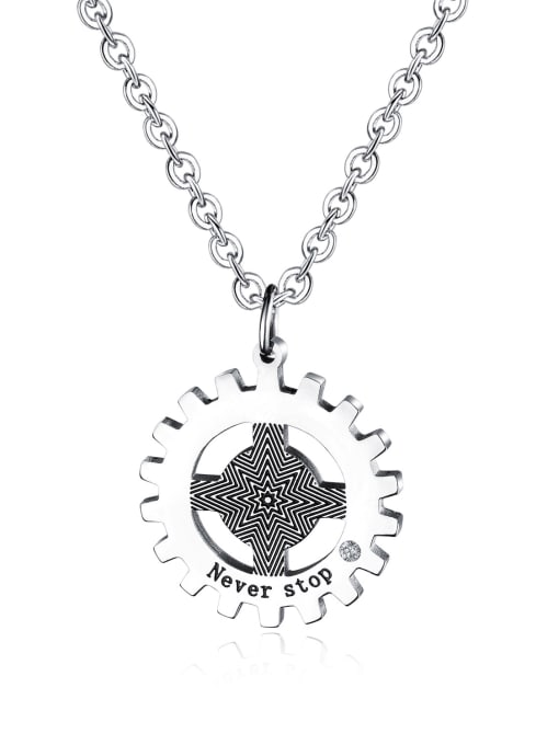 Open Sky Titanium With Two-color plating  Punk Irregular Gearwheel Necklaces 4