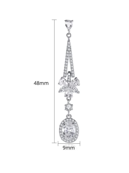 BLING SU Copper With Platinum Plated Fashion Flower Drop Earrings 4