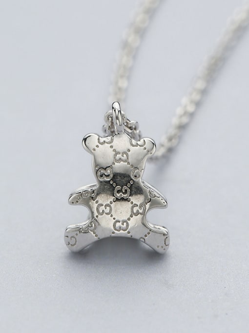 One Silver Cute Platinum Plated Bear Shaped Pendant 3