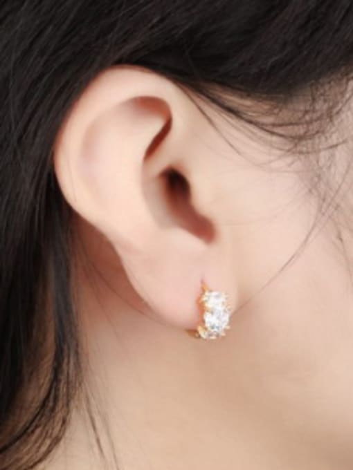 Open Sky Fashion White Zircon Champagne Gold Plated Earrings 1