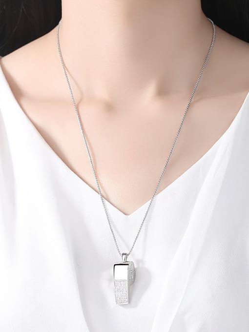 BLING SU Copper With White Gold Plated Simplistic Whistle Necklaces 1