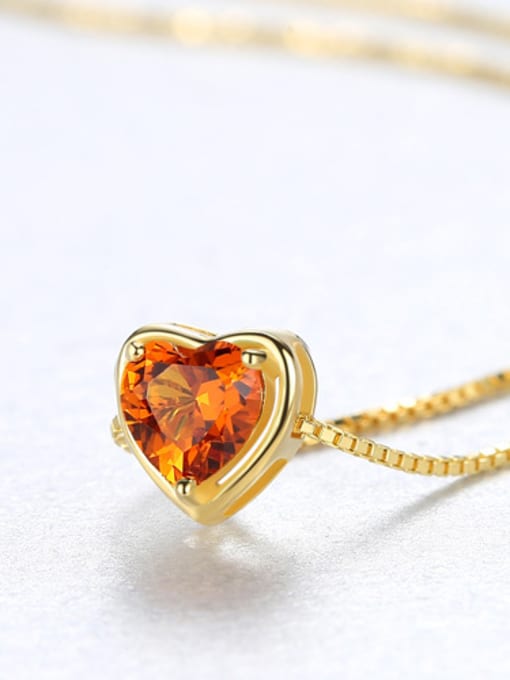 Yellow Y-20D03 Sterling silver minimalist heart-shaped semi-precious stones necklace