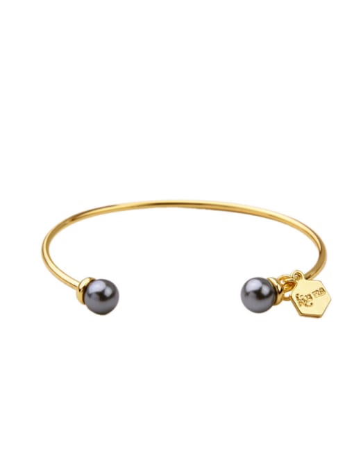 KM Simple Style Artificial Pearl Alloy Bangle 1