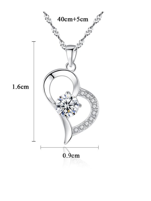 CCUI 925 Sterling Silver With + Cubic Zirconia Simplistic Heart Locket Necklace 2