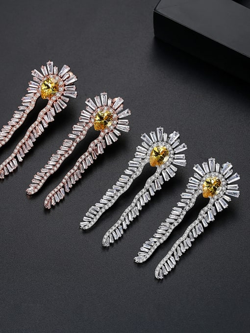 BLING SU Copper With  Cubic Zirconia Luxury Flower Stud Earrings 2