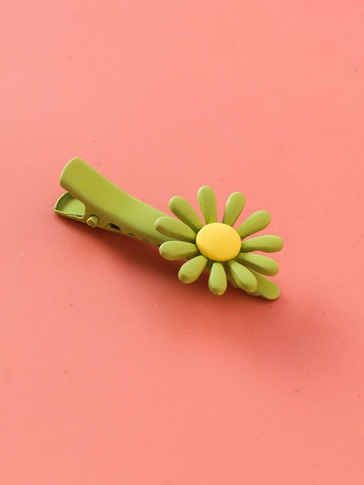 E Green (short) Alloy With Champagne Gold Plated Simplistic Flower  Frosted Candy Color Clip