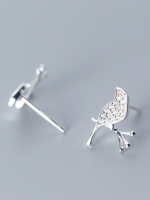 Rosh 925 Sterling Silver With Silver Plated Cute Bird Stud Earrings 1