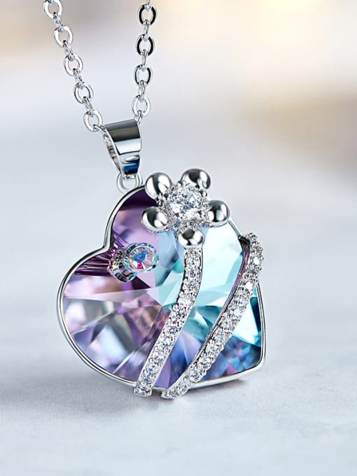 Purple 2018 2018 2018 2018 Heart-shaped austrian Crystal Necklace
