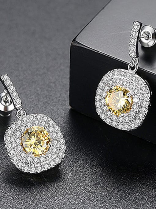 Golden Yellow -T03D07 Micro AAA zircon exquisite  Bling-bling earrings multiple colors available