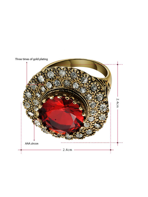 Ronaldo Personality Red 18K Gold Plated AAA Zircon Ring 1