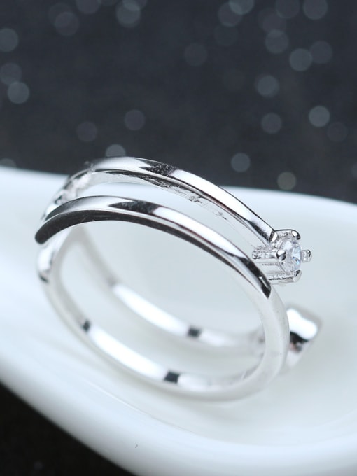 kwan Zircons Double Lines Smooth Opening Ring 1