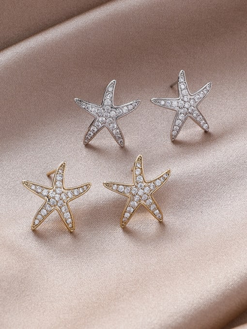 Girlhood Alloy With Gold Plated Simplistic Star Stud Earrings 0