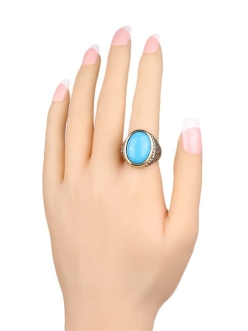 Gujin Vintage style Oval Resin stone Alloy Ring 1