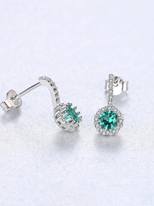 CCUI 925 Sterling Silver With Cubic Zirconia Cute Round Stud Earrings 3