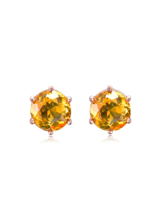 ZK Simple Natural Yellow Crystal Stud Earrings 0