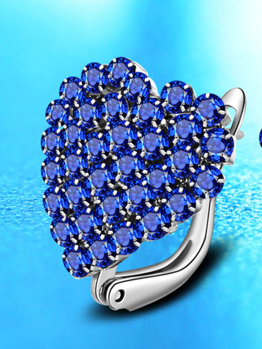 Blue Drills Heart-shape Simple Style Crystal Stud Earrings