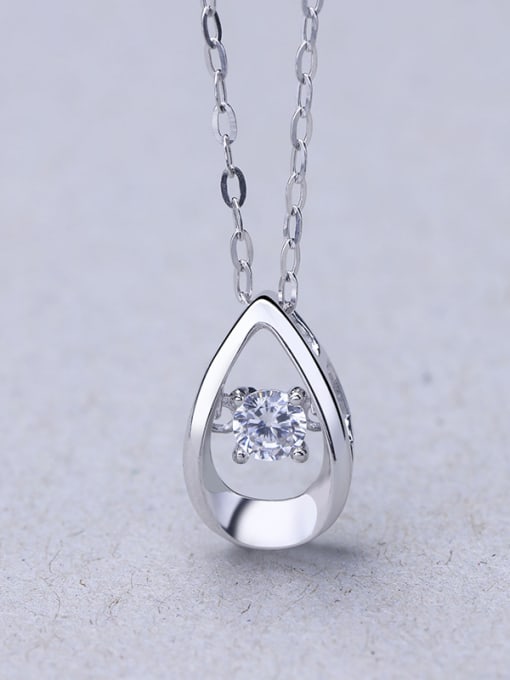 One Silver Water Drop Zircon Necklace 2