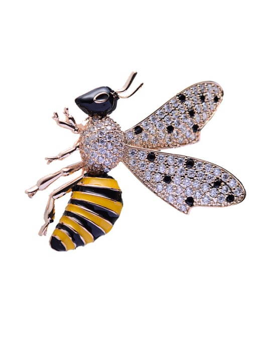 Hua Copper With Cubic Zirconia Cute Insect bee Brooches 1