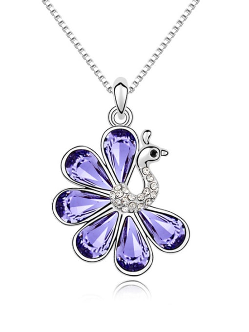 purple Fashion Water Drop austrian Crystals Peacock Alloy Necklace
