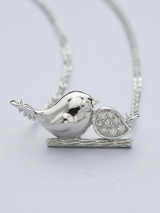 One Silver Lovely Bird Shaped Necklace