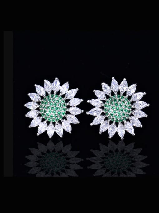 L.WIN Copper inlaid AAA zircon sunflower stud earring