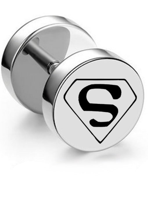 Section 1 Superman steel Stainless Steel With Silver Plated Personality Geometric Stud Earrings