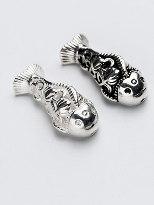 FAN 925 Sterling Silver With Silver Plated and Suyin Taiyin Foolish hollow fish horizontal perforation Beads 0