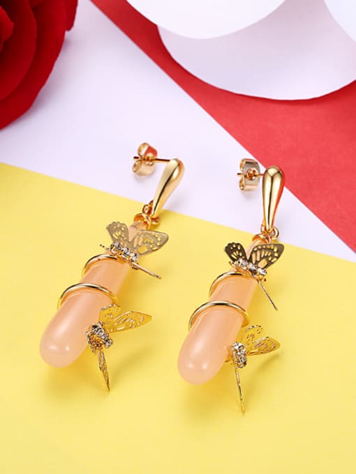 OUXI 18K Gold Women Personality Butterfly Shaped drop earring 2