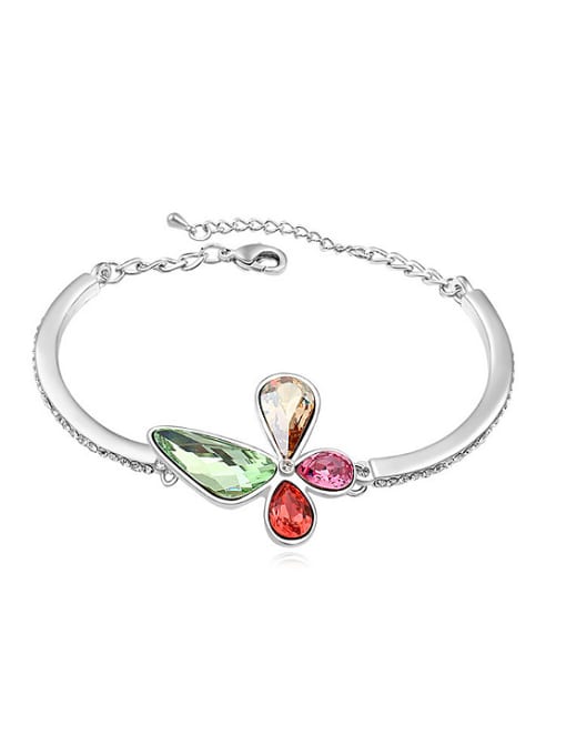 QIANZI Fashionable Flowery austrian Crystals Alloy Bracelet