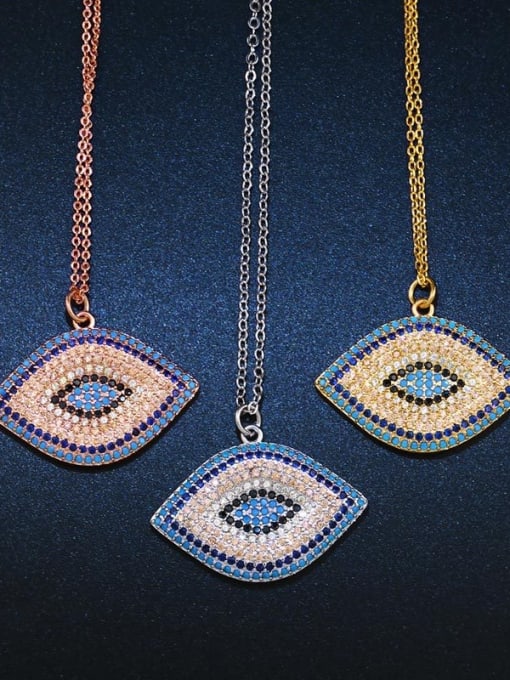 CC Copper With Cubic Zirconia Fashion Evil Eye Necklaces 1