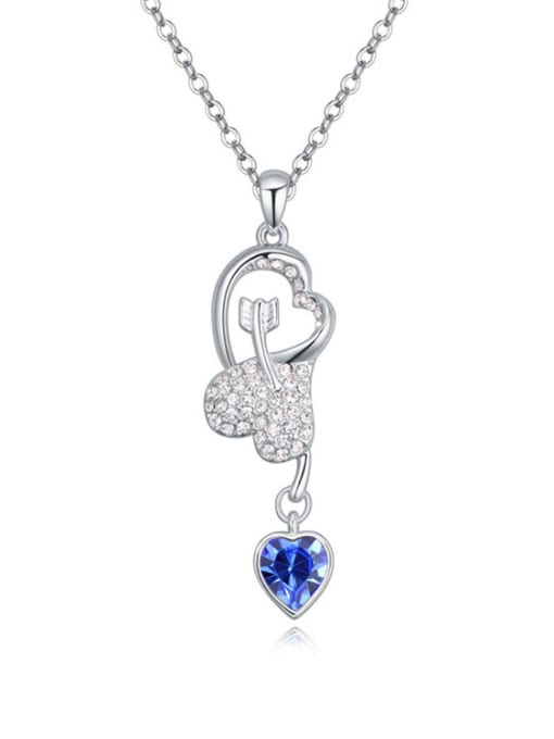 royal blue Fashion Shiny austrian Crystals Heart Pendant Alloy Necklace