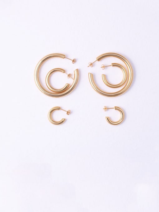 GROSE Titanium With Rose Gold Plated Simplistic Smooth Round Hoop Earrings 0