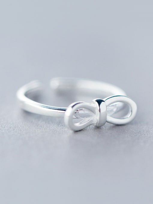 white Elegant Bowknot Shaped S925 Silver Open Design Ring