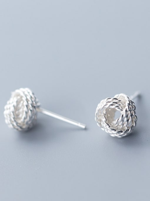 Rosh 925 Sterling Silver With  Cute  Multi-layer twist winding ball Stud Earrings 1