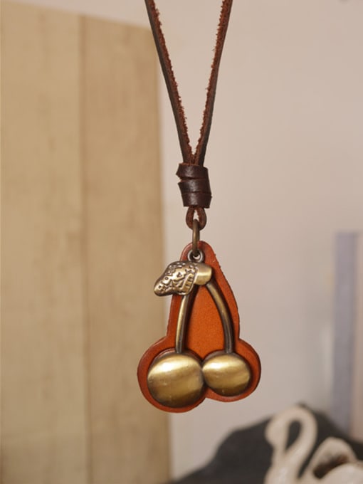 Coffee Women Exquisite Cherry Shaped Necklace