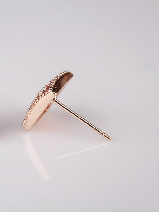 Qing Xing Qing Xing Ruby Square stud Earring,  Luxury Genuine Rose Gold Plated, Anti-allergic 2