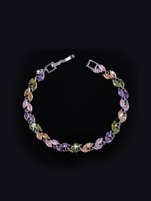 Colorful 17.8Cm Fashion AAA Zircon Leave-shape Bracelet