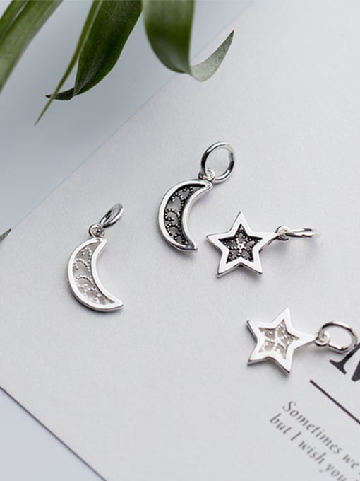 FAN 925 Sterling Silver With Antique Silver Plated Trendy Moon star Charms 0