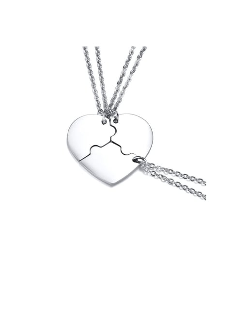 CONG Stainless Steel With Platinum Plated Simplistic  Puzzle Heart-Shaped Multi Strand Necklaces 0