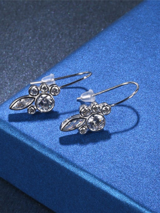 Platinum Elegant Geometric Shaped Zircon Drop Earrings