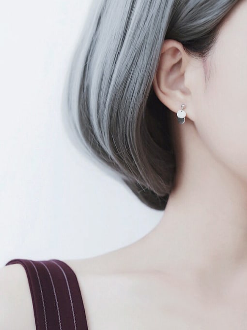 Peng Yuan Simple Tiny Double Circles 925 Silver Stud Earrings 1