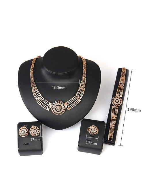 BESTIE Alloy Imitation-gold Plated Ethnic style Lion Head CZ Four Pieces Jewelry Set 2