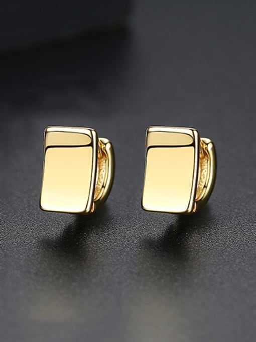 Gold Copper With Gold Plated Simplistic Geometric Stud Earrings