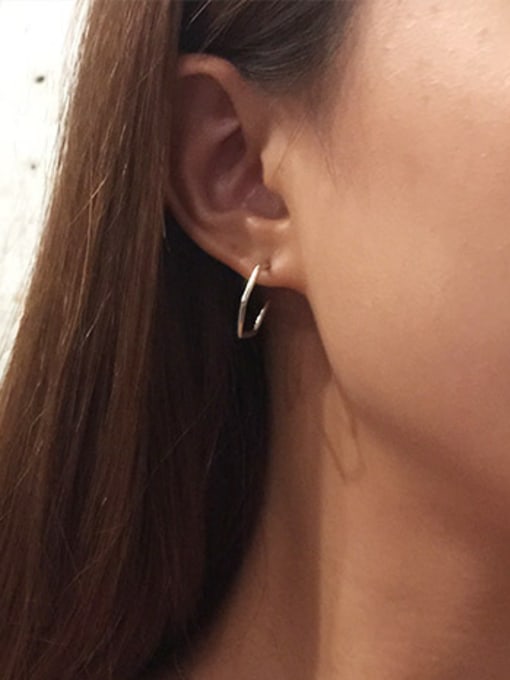 DAKA Simple Hexagonal shaped Silver Stud Earrings 1
