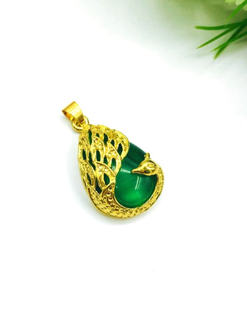 Green Retro Peacock Opal Stone Pendant